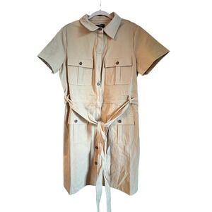 Isaac Mizrahi New York Shirt Dress Women's Medium Gold/Soft Mustard Belted